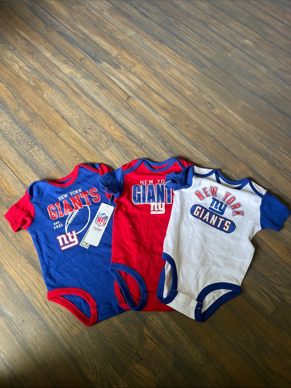 NFL New York Giants Baby One-Piece Bodysuits - Blue, Red, White